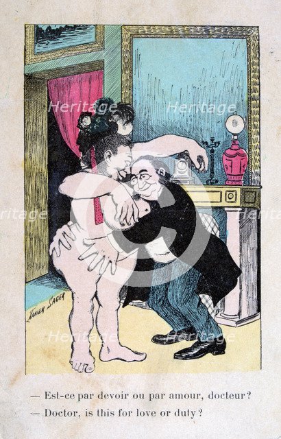 'Doctor, is this for love or duty?', Vintage French postcard, c1900. Artist: Unknown