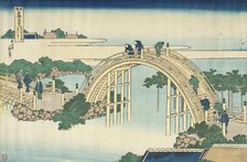 Drum Bridge of Kameido Tenjin Shrine (image 1 of 2), 19th century. Creator: Hokusai.