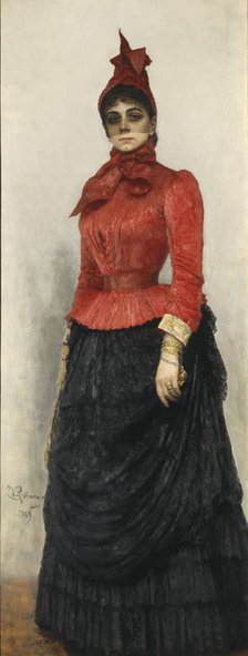 Portrait of Baroness Varvara Ikskul von Hildenbandt (1850-1928), 1889. Artist: Repin, Ilya Yefimovich (1844-1930)
