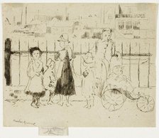 Events Over the Railings, Chelsea Embankment, 1888-89. Creator: Theodore Roussel.