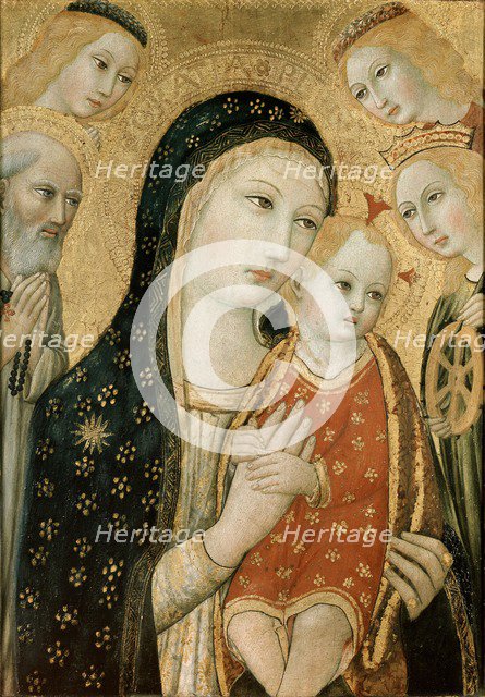 The Virgin and Child with St Jerome, St Catherine of Alexandria and two Angels, c1470. Artist: Sano di Pietro.