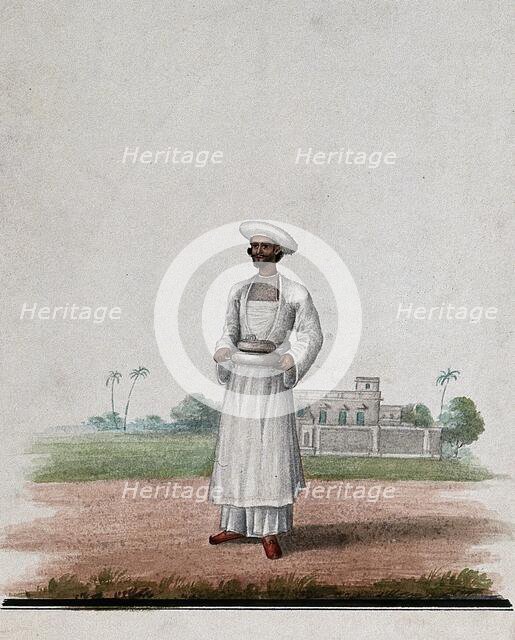 A servant carrying a serving dish, (between 1800 and 1899?). Creator: Unknown.
