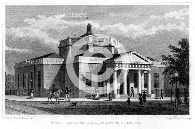 The Guildhall, Westminster, London, 1828.Artist: M Barrenger