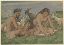 Family of Fauns, 1887. Creator: Hans Thoma.