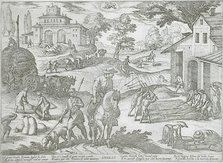 July: Threshing, published 1599. Creator: Antonio Tempesta.