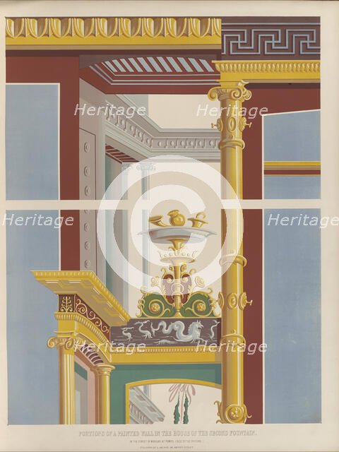 Portions of a painted wall in the House of the Second Fountain, 1850.  Creator: Ludwig Gruner.