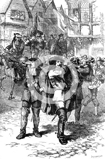 James II proclaimed at Boston, 1685 (c1880). Artist: Whymper