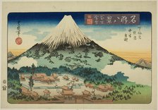Evening Snow on Mount Fuji, Complete View of the Inner and Middle Shrines at Shimo ..., c. 1833/34. Creator: Utagawa Toyokuni II.