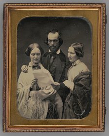 Untitled (Portrait of Two Women and One Man), 1855. Creator: Unknown.
