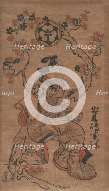 Dekishima Hanya Seated on a Cherry Tree, ca. 1700-05. Creator: Torii Kiyonobu I.