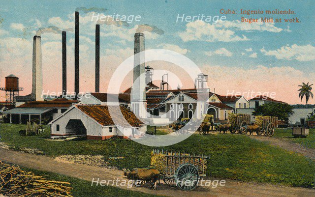 Cuba: Ingenio moliendo. Sugar Mill at work, c1900. Artist: Unknown