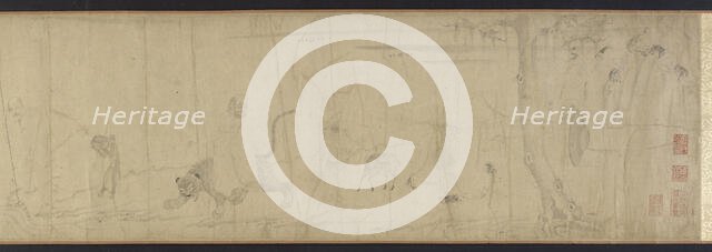 Luohans and animals crossing the sea, 16th-17th century. Creator: Unknown.