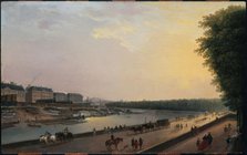 The Seine in La Grenouillere, view taken from waterfront terrace at Tuileries, c1777. Creator: Pierre-Antoine Demachy.