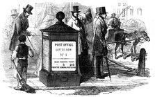 One of London's first pillar (letter) boxes, 1855.  Artist: Anon
