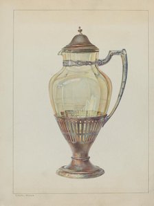 Silver and Glass Flagon, c. 1936. Creator: Carmel Wilson.