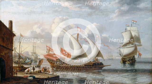 A Galley of Malta, c. 1680. Artist: Castro, Lorenzo (active 1672-1686)