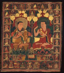 Painted Banner (Thangka) of Lineage Painting of Two Lamas in Debate, c. 1500. Creator: Unknown.