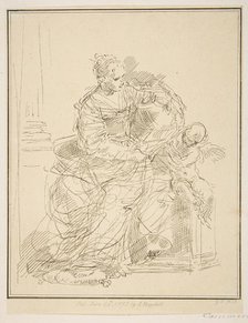 Seated woman with a putto, 1775. Creator: Unknown.