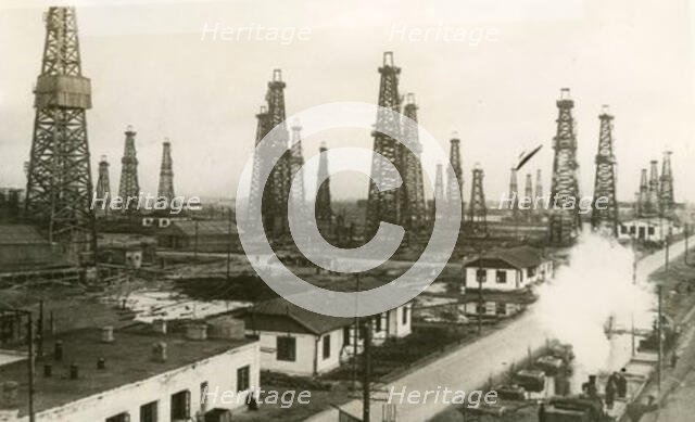 The Kaganovich oilfield outside Baku, 1940. Creators: Air Ministry, Royal Air Force.