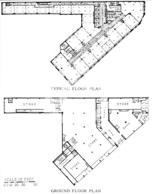 Floor plans, the Genesee Building, Buffalo, New York, 1924. Artist: Unknown.