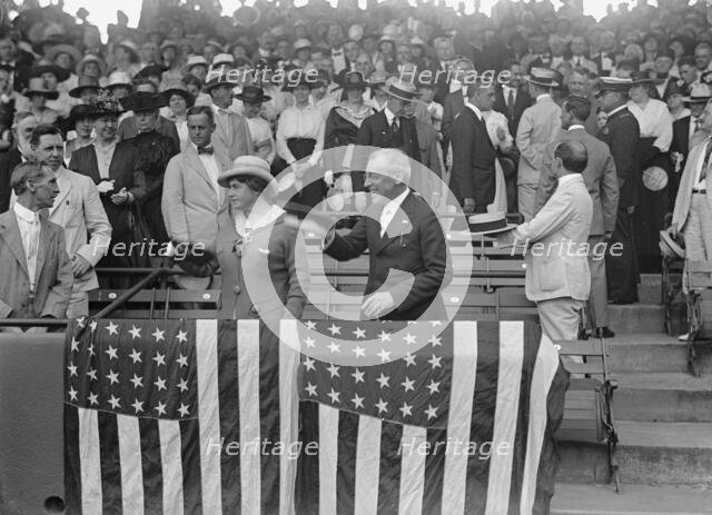 Baseball, Congressional - President And Mrs. Wilson, 1917. Creator: Harris & Ewing.