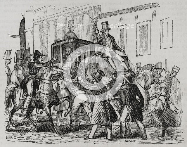 Attack on Martínez de la Rosa, 1845.  Creators: Eusebio Zarza, Chamorro.