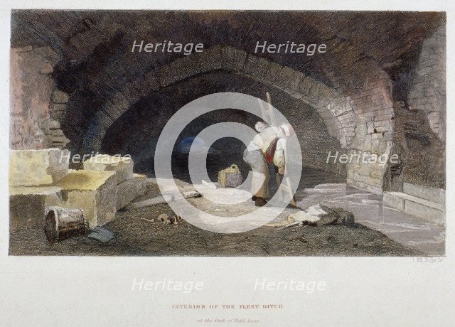 Interior of the Fleet Ditch at the back of Field Lane, City of London, 1851.                 Artist: John Wykeham Archer