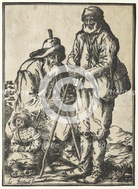 Two Beggars and Leprous Child. Creator: Ludolph Büsinck (German, 1590-1669).