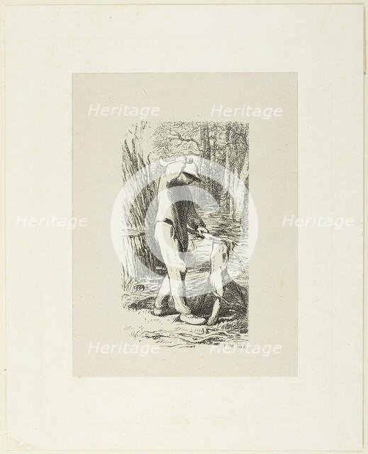 Man Making Faggots, 1853, after drawing made in 1852. Creator: Jacques-Adrien Lavieille.