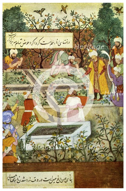 Babur superintending in the Garden of Fidelity, 1508 (1956). Artist: Unknown