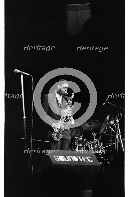 Courtney Pine, Fairfield Halls, Croydon, 1987.   Artist: Brian O'Connor.