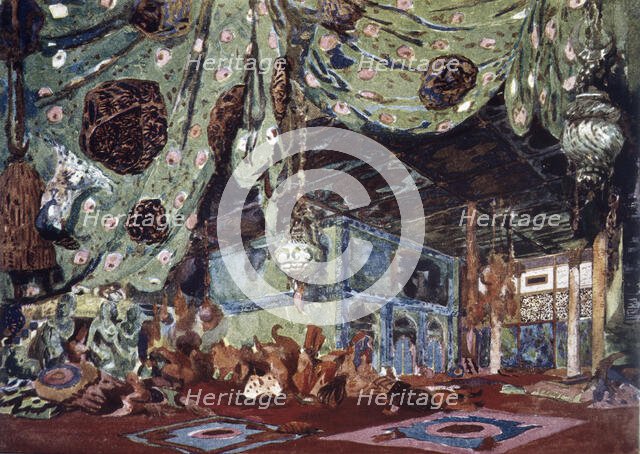 Set design for the play 'Scheherazade', 1935. Creator: Bakst, Leon (1866-1924).
