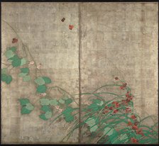 Summer and autumn flower plants. (Part of the pair of two-fold screens). Artist: Hoitsu, Sakai (1761-1828)