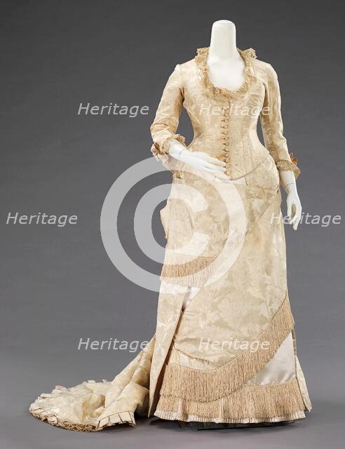 Evening dress, French, ca. 1880. Creators: House of Worth, Charles Frederick Worth.