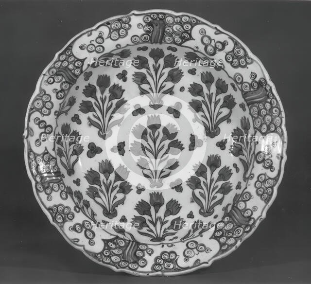 Dish with Pattern of Flowering Plants, Turkey, ca. 1565-70. Creator: Unknown.
