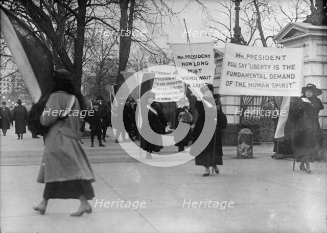 Woman Suffrage - Picket Parade, 1917. Creator: Harris & Ewing.