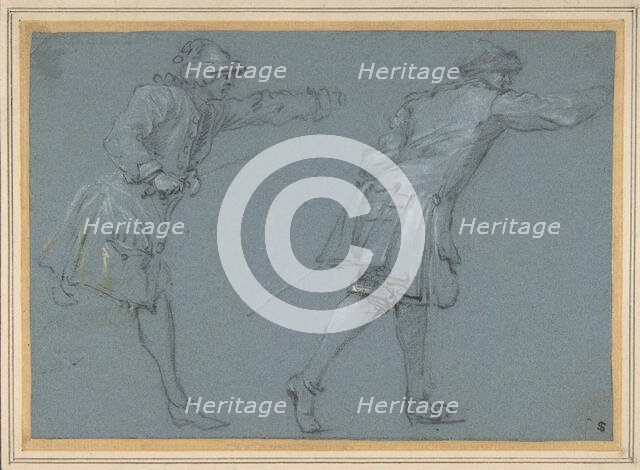 Study of Two Soldiers Swordfighting, 17th century. Creator: Adam Frans van der Meulen.