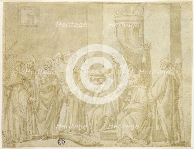 Saints Peter and Paul Disputing with Simon Magus before Nero (recto); Five Scenes from the Story..., Creator: Andrea Boscoli.