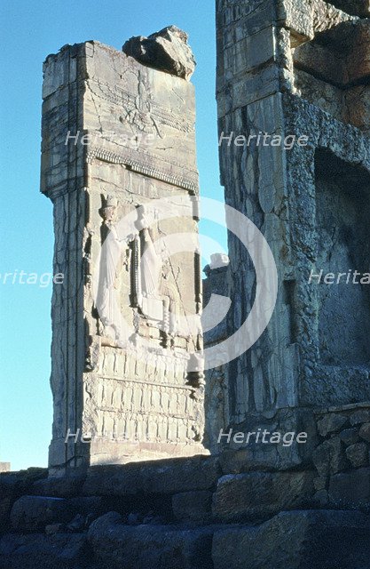 Stone relief from the doorway to the Hall of 100 Columns, Persepolis, South Iran, c500 BC. Artist: Unknown