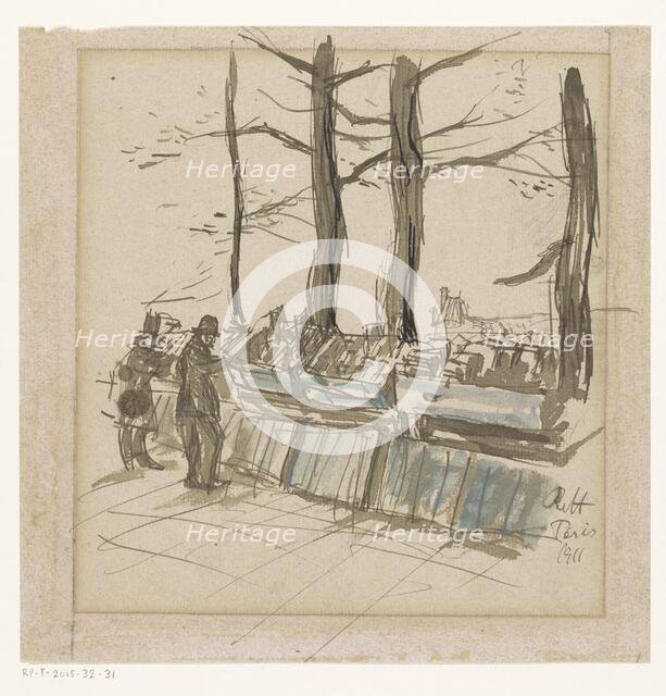 Bookstalls on a quay in Paris, 1911.  Creator: Rolf von Hoerschelmann.