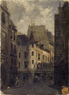 Rue de l'Ecole-de-Medecine with Marat's house, current 6th arrondissement, c1855 — 1865. Creator: Charles Fichot.