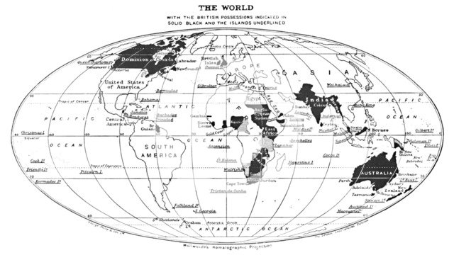 'The World with the British Possessions Indicated in Solid Black and the Islands Underlined', 1924. Artist: Unknown.