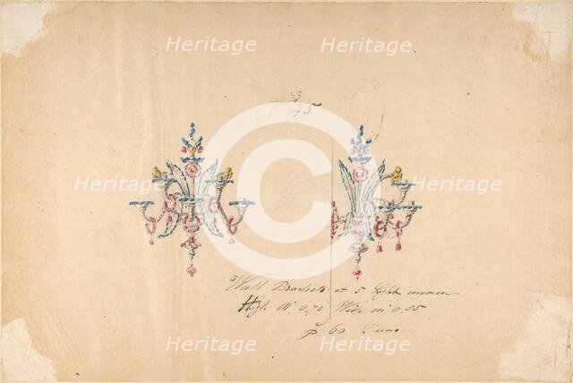 One of Twenty-Three Sheets of Drawings of Glassware (Mirrors, Chandeliers, Goblets, etc.), 1850-80. Creator: Compagnia di Venezia & Murano.