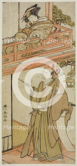 The Actors Iwai Hanshiro IV as Okaru and Onoe Kikugoro I (?) as Yuranosuke, late 18th century. Creator: Katsukawa Shunko.