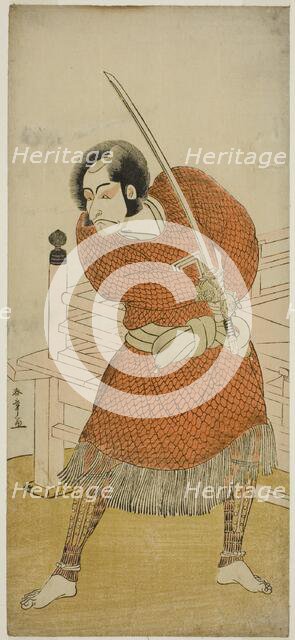 The Actor Ichikawa Danjuro V as Abe no Sadato in the Play Oshu Adachi ga Hara, Performed..., c.1777. Creator: Shunsho.
