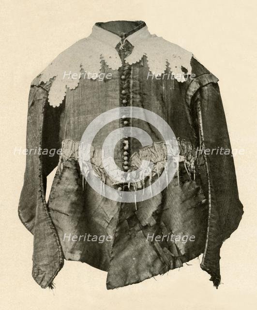 'Doublet of black silk trimmed with points of galloon with silver aiglets', c17th century, (1937). Creator: Unknown.