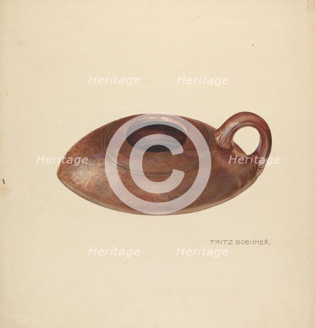 Zoar Fat Lamp, c. 1937. Creator: Fritz Boehmer.