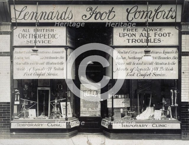 Shop of Lennard's Ltd orthopaedic suppliers and chiropodists: exterior, c1930s. Creator: USA Studios.