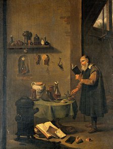 An alchemist in his laboratory, c1680s. Creator: Teniers, David, 1610-1690 (After).
