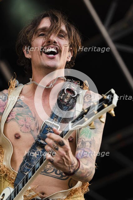 The Darkness live at the Cornbury Music Festival, Great Tew Park, Oxfordshire, Jul 2022. Creator: Annapaola Marchesani.